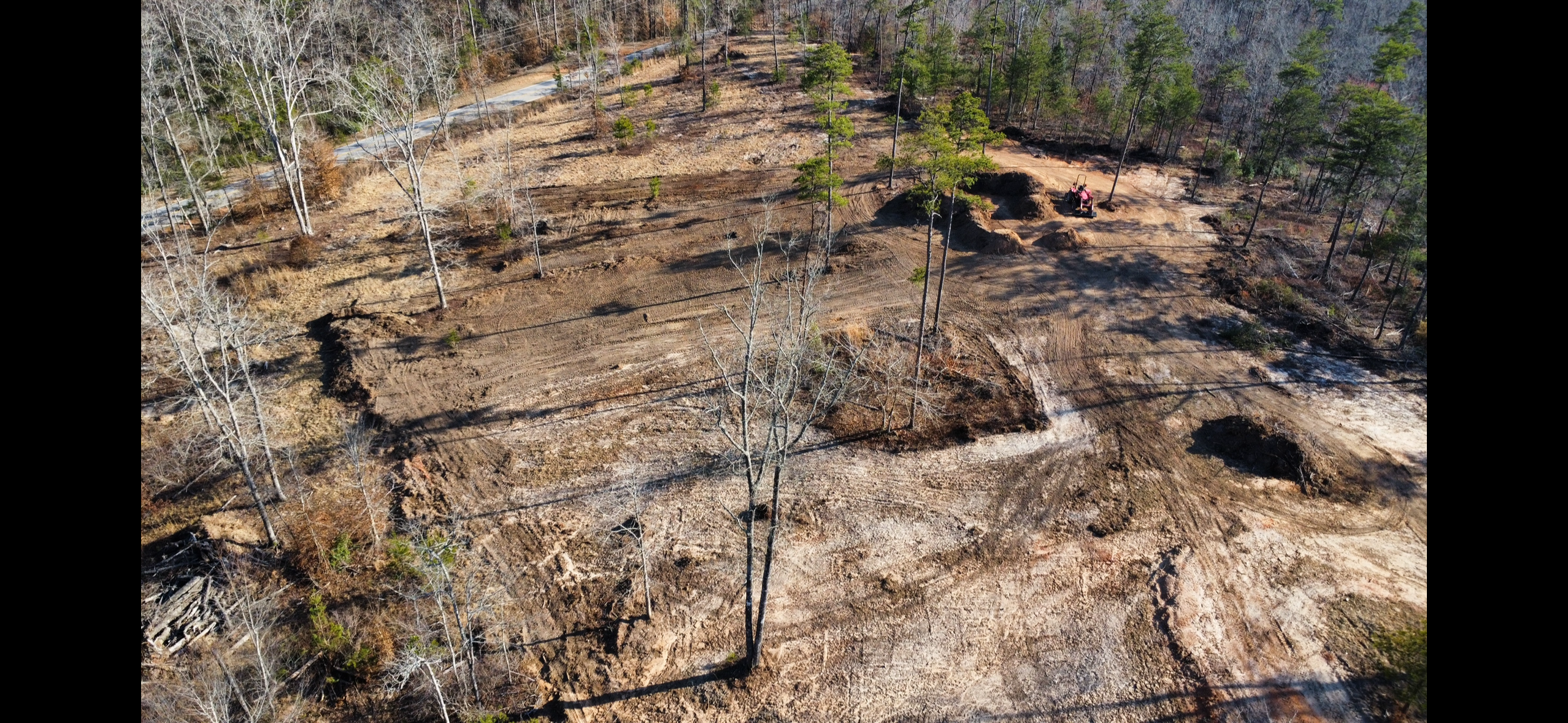 Aerial view of completed land clearing project